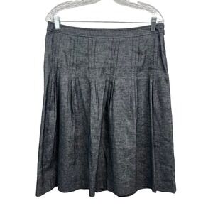 Cynthia Steffe Skirt A Line Linen Blend Pleated Lined Back Zip Gray Women Sz 8*
